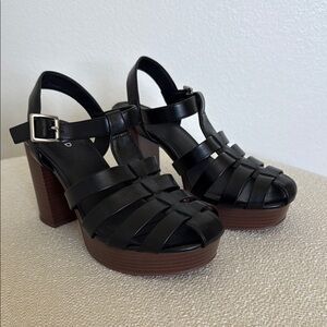 Torrid Black and Brown Platform Sandals with Cage Design